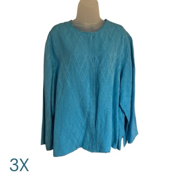 Laura Ashley Tops - Laura Ashley GORGEOUS LINEN/SILK Aqua Blue SPRING/SUMMER Top PLUS: 3X #